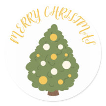 Festive Christmas Tree Sticker with "Merry Christm