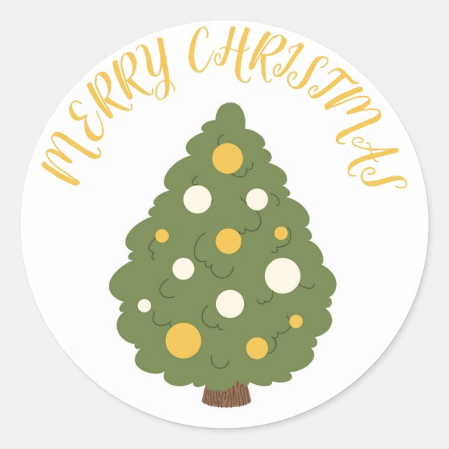 Festive Christmas Tree Sticker with "Merry Christm (Front)