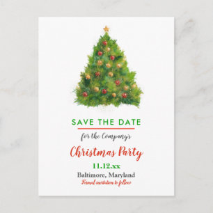 Festive Christmas Tree   Winter Holiday Party Announcement Postcard