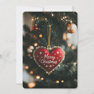 Festive Christmas Tree with Heart Greeting Card