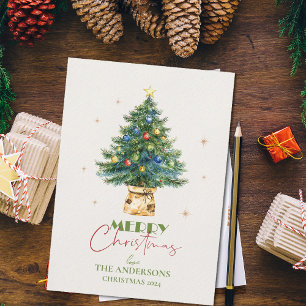 Festive Christmas Tree with Pretty Ornaments Holiday Card