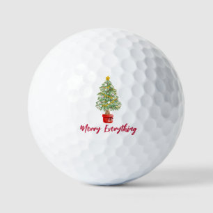 Festive Christmas Trees Merry Everything Holiday Golf Balls
