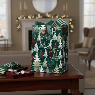 Festive Christmas Trees Snow Medium Gift Bag