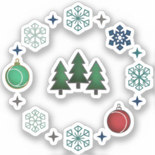 Festive Christmas Trees & Snowflakes