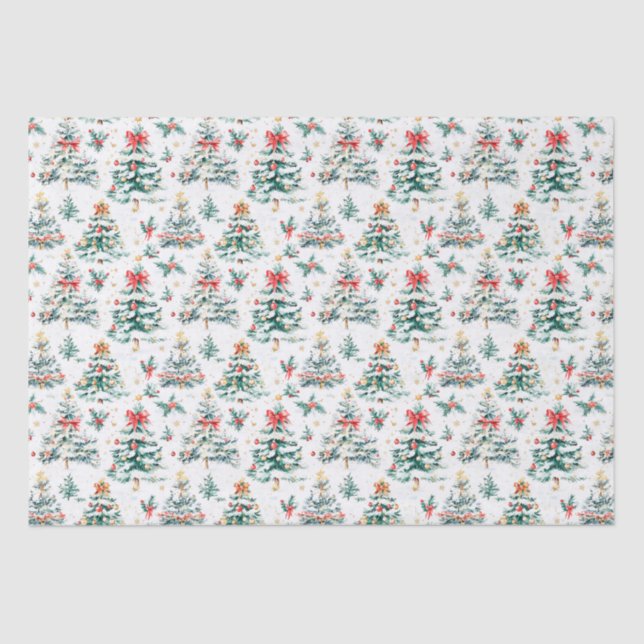 Festive Christmas Trees Tissue Paper (Front)