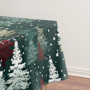 Festive Christmas Trees Winter Snow Holiday Tablecloth