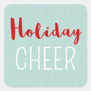 Festive Christmas Typography Holiday Cheer Square Sticker