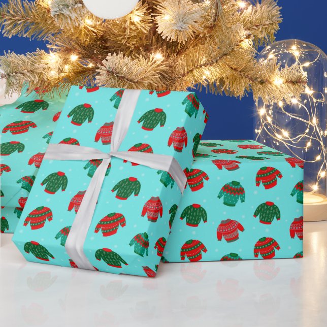 Festive Christmas Ugly Sweater Pattern Gift  Wrapping Paper (Holidays)
