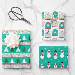 Festive Christmas ugly sweater pattern tiled Wrapping Paper Sheet