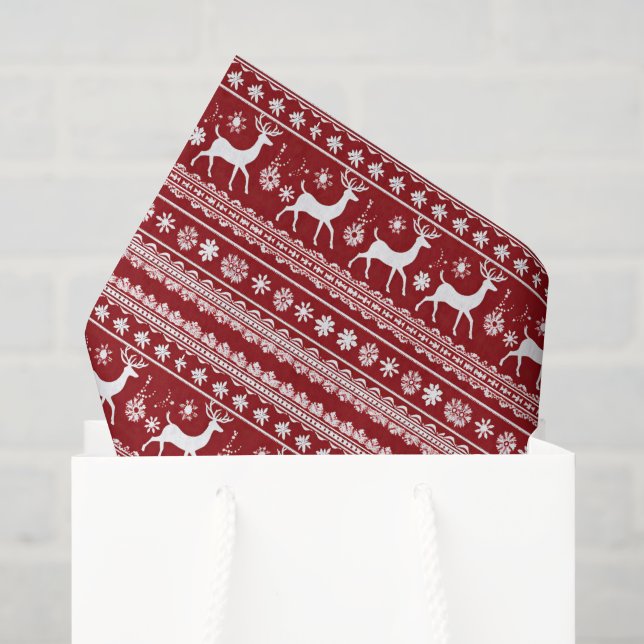 Festive Christmas ugly sweater tiled pattern Tissue Paper (Gift Bag)