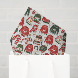 Festive Christmas ugly sweater tiled pattern Tissue Paper