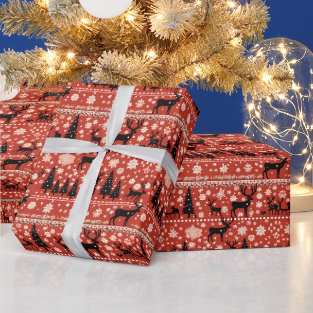 Festive Christmas ugly sweater tiled pattern  Wrapping Paper (Holidays)