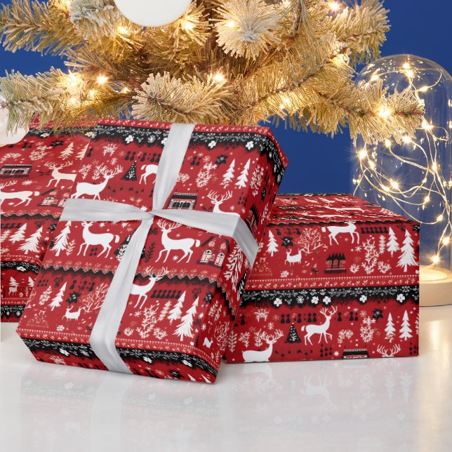 Festive Christmas ugly sweater tiled pattern Wrapping Paper (Holidays)