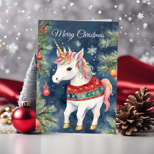 Festive Christmas Unicorn Holiday Greeting Card (Creator Uploaded)
