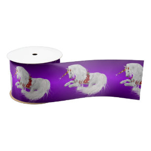 Festive Christmas Unicorn Purple Ombre  Satin Ribbon