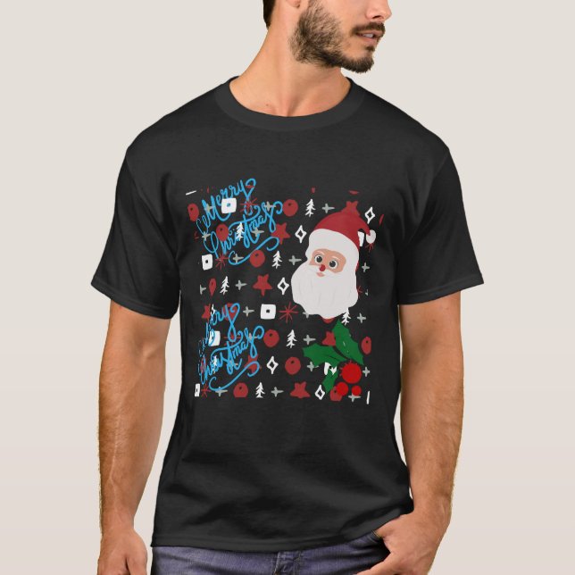 Festive Christmas vibes graphic t-shirt for mens (Front)