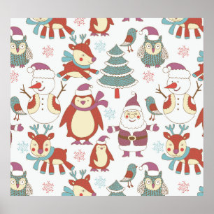 Festive Christmas: Vintage Background Poster