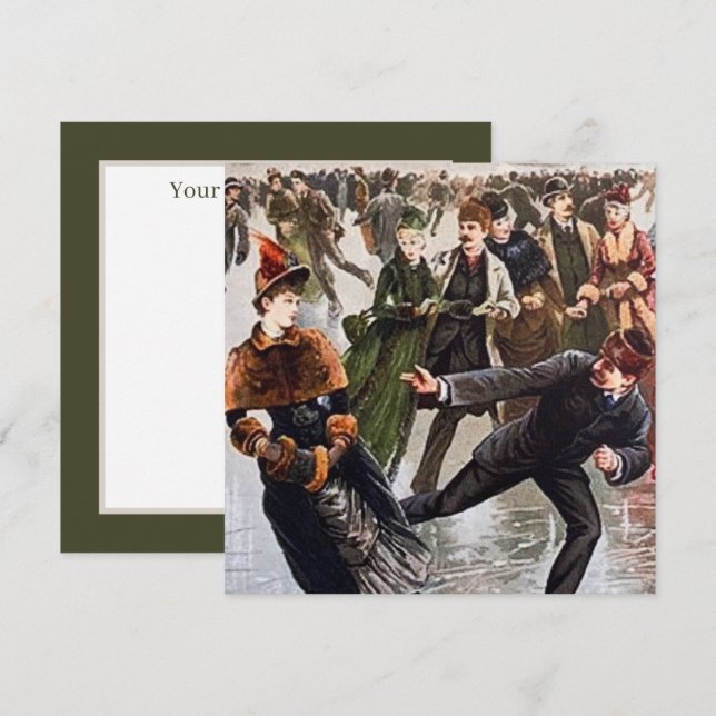 festive Christmas vintage ice skating  Card (Front/Back)