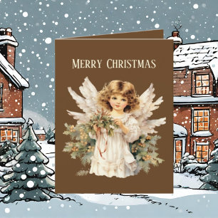 Festive Christmas watercolor Angel add text  Holiday Card