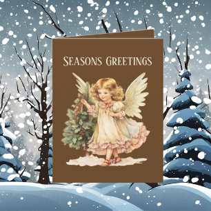 Festive Christmas watercolor Angel add text Holiday Card