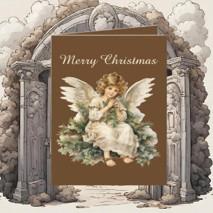 Festive Christmas watercolor Angel add text Holiday Card
