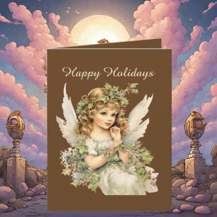 Festive Christmas watercolor Angel add text Holiday Card
