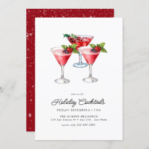 Festive Christmas Watercolor Cocktail Party   Invi Invitation