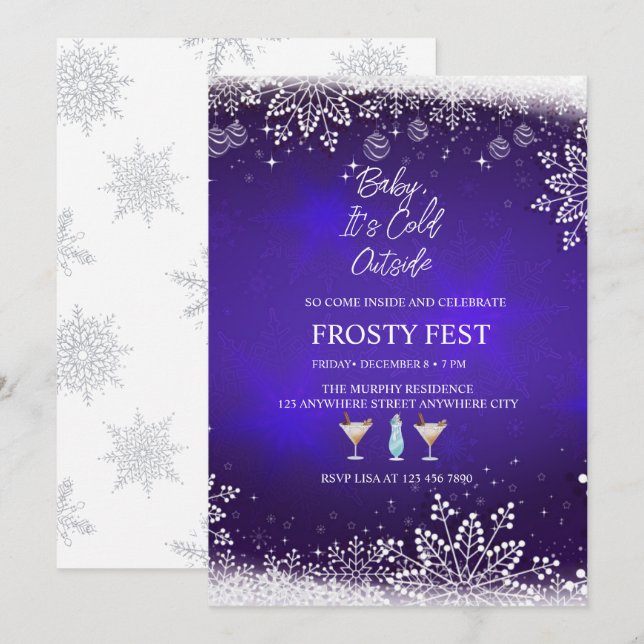 Festive Christmas Watercolor Cocktail Party   Invitation (Front/Back)