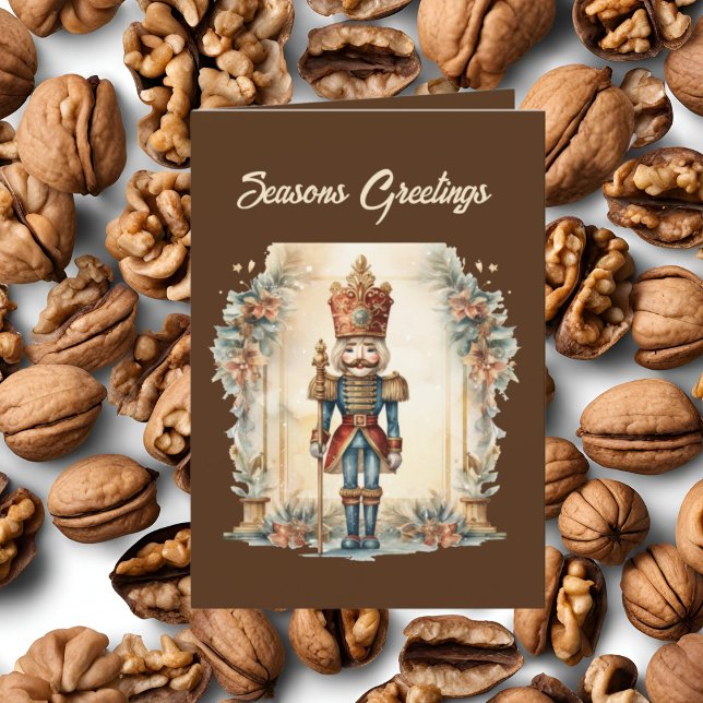 Festive Christmas watercolor nutcracker add text  Holiday Card (Creator Uploaded)