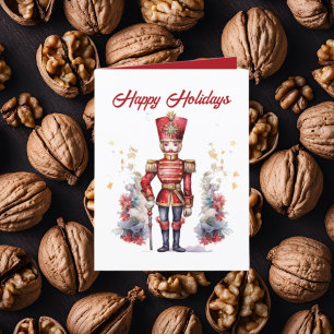 Festive Christmas watercolor nutcracker add text  Holiday Card