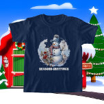 Festive Christmas watercolor snowman add text  T-Shirt<br><div class="desc">Festive Christmas watercolor snowman add text T-Shirt</div>