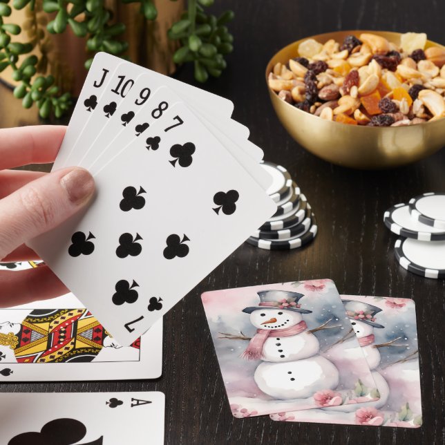 Festive Christmas watercolor snowman  Playing Cards (In Situ)