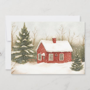 Festive Christmas Watercolor Vintage Greeting Card