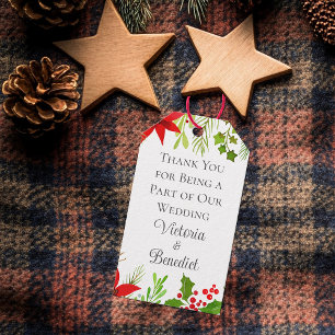 Festive Christmas Wedding Floral Personalised Gift Tags