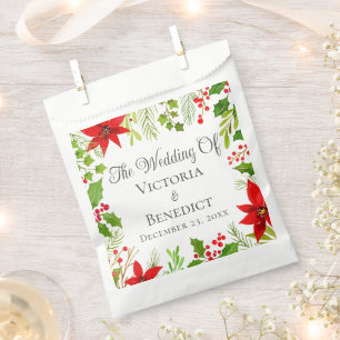 Festive Christmas Wedding Floral Personalized Favour Bags