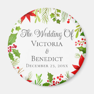Festive Christmas Wedding Floral Personalized Magnet