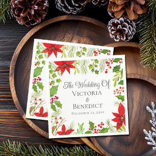 Festive Christmas Wedding Floral Personalized Napkin