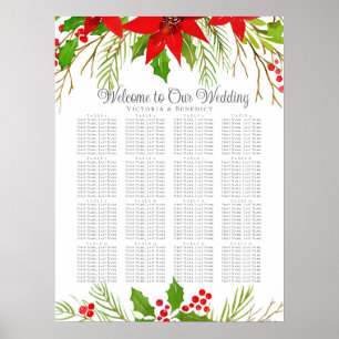 Festive Christmas Wedding Poinsettia Seating Chart