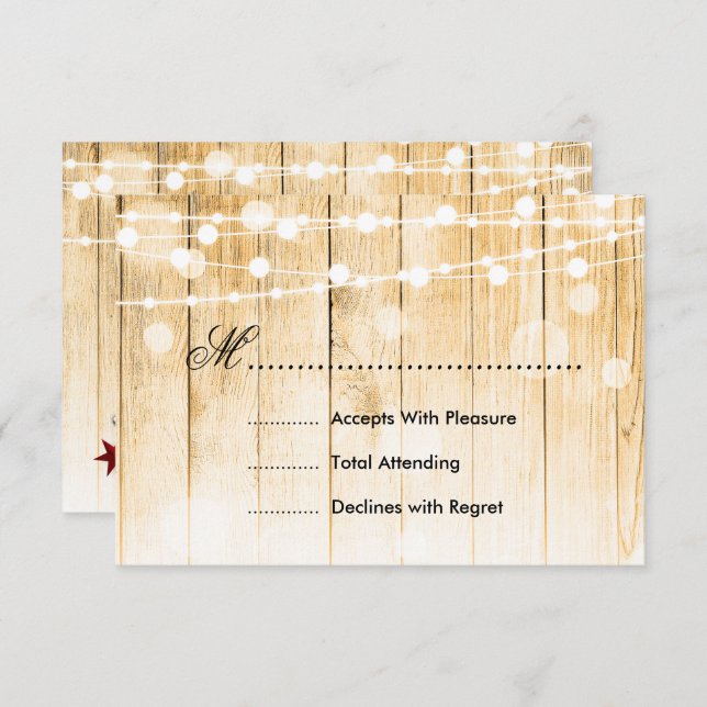 Festive Christmas Wedding RSVP Tree Lights Ribbon (Front/Back)