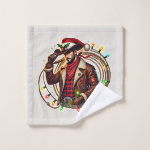 Festive Christmas Western Cowboy Wash Cloth