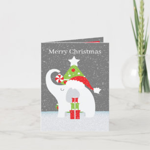 festive Christmas white elephant add text Holiday Card
