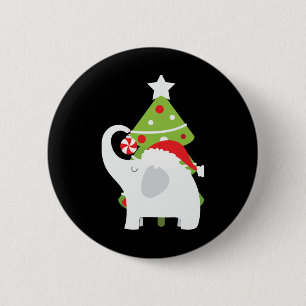 Festive Christmas White Elephant Add Text T Shirt  6 Cm Round Badge