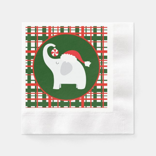 Festive Christmas white elephant party Napkin (Front)