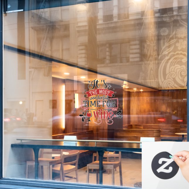 festive Christmas wine bar word art Window Cling (Cafe Window)