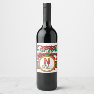 Festive Christmas Wine Bottle Label