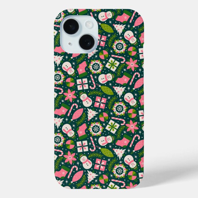 Festive Christmas Winter Holiday Pattern In Green  Case-Mate iPhone Case (Back)