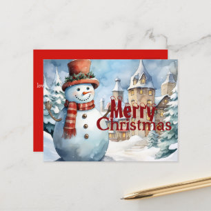 Festive Christmas with Snow man Postcard