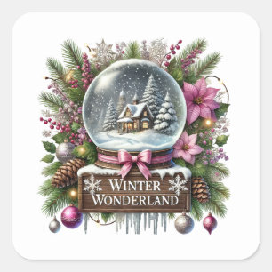 Festive Christmas Wontder wonderland Square Sticker