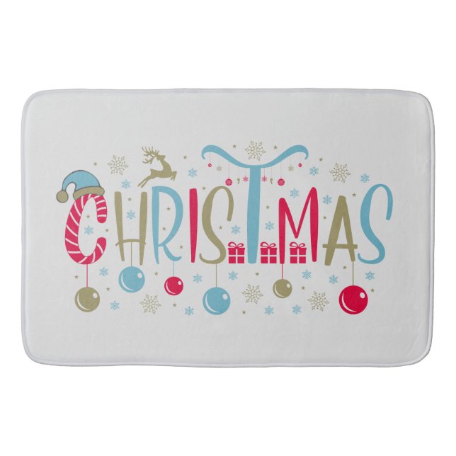 Festive Christmas Word Art Bath Mat (Front)
