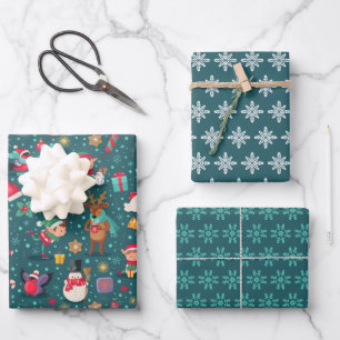 Festive Christmas Wrapping Paper Set of 3